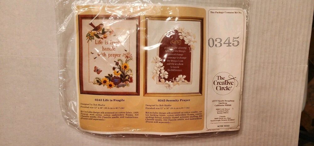 The Creative Circle 1986 Serenity Prayer 0345 & Life Is Fragile 0343 - NEW